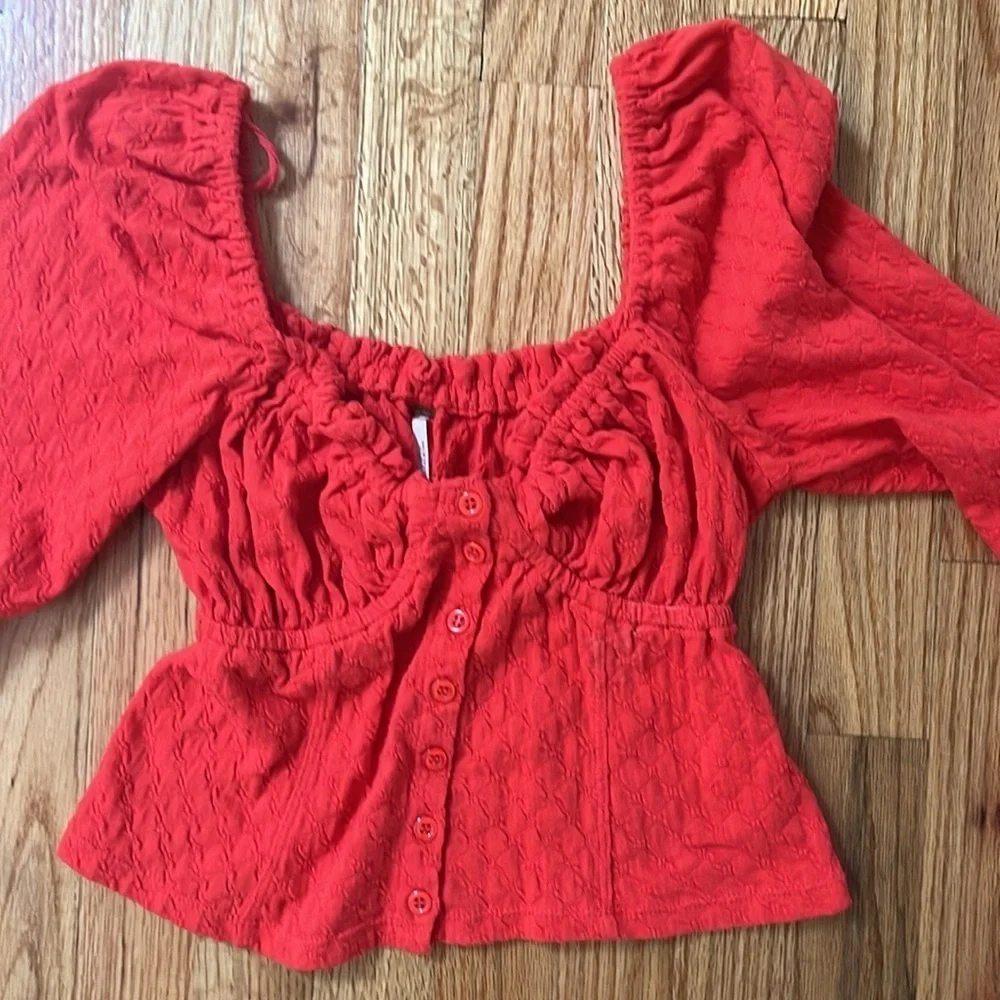FREE PEOPLE ladybug long sleeved corset shirt size small